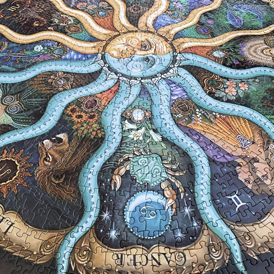 Astrologie-Puzzle mit 1000 Teilen in runder Form