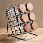 Elegantes 6-teiliges Gewürzglas-Set mit schrägem Ständer