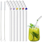 Elegante wiederverwendbare Glasstrohhalme mit Reinigungsbürste – 6er Set