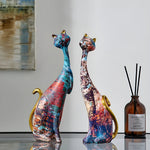 Minimalist Cat Sculptures in a Duo for Modern Decoration