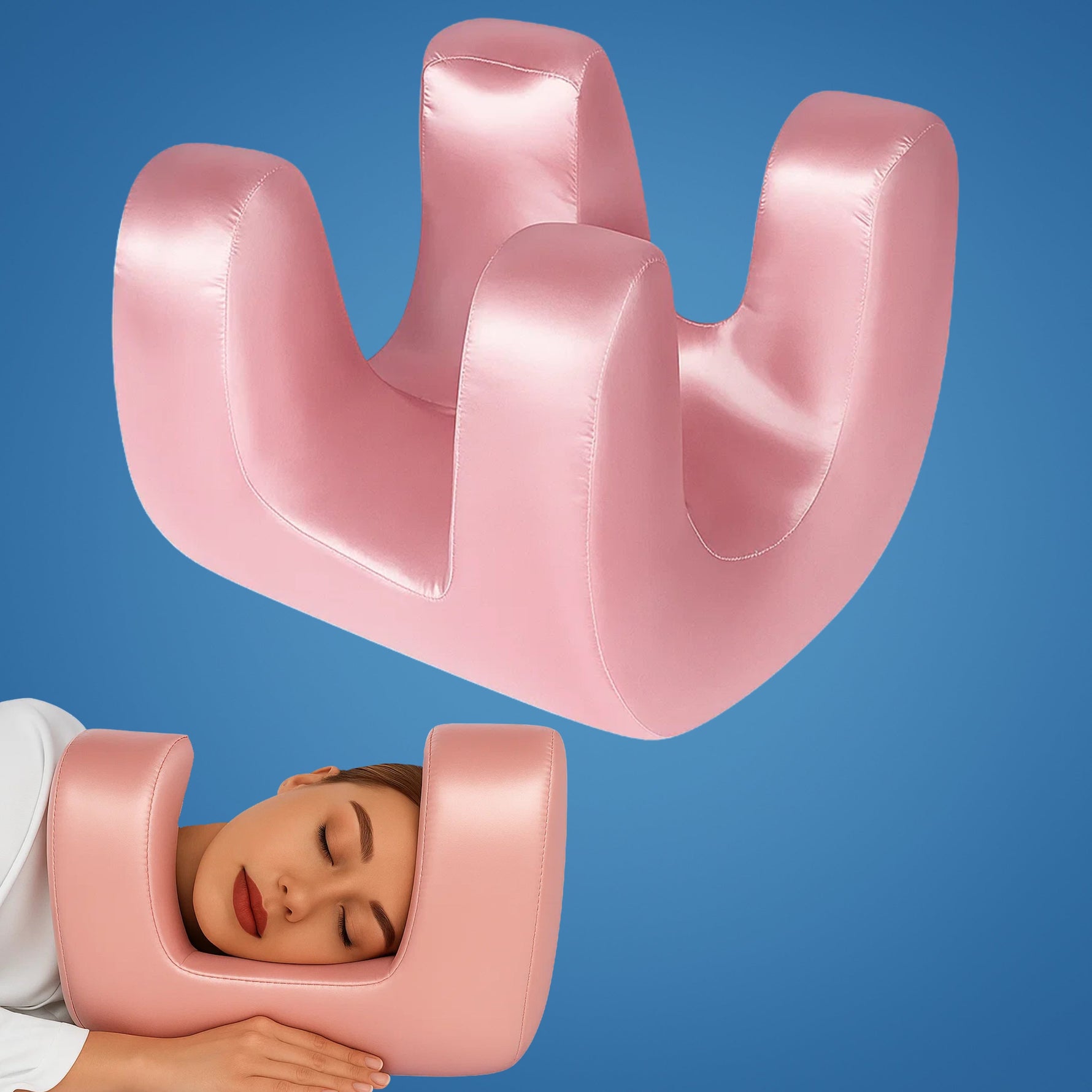 Anti-Wrinkle Beauty Pillow - Ergonomic Design made of Cooling Memory Foam - Skincare Support - For Back and Side Sleepers