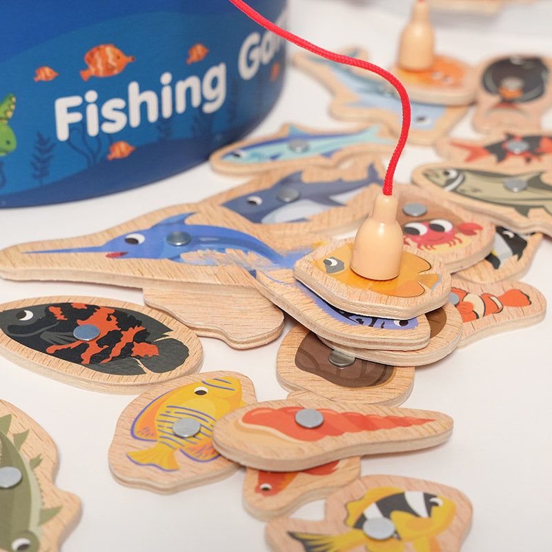 Wooden Magnetic Fishing Toy – 35 Colorful Fish