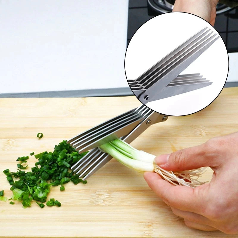 Multifunctional 5-Blade Stainless Steel Kitchen Scissors