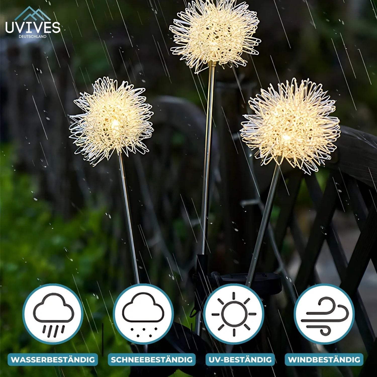 Sonnenblüten - Wetterfeste Solar-Gartenlampe im floralen Stil