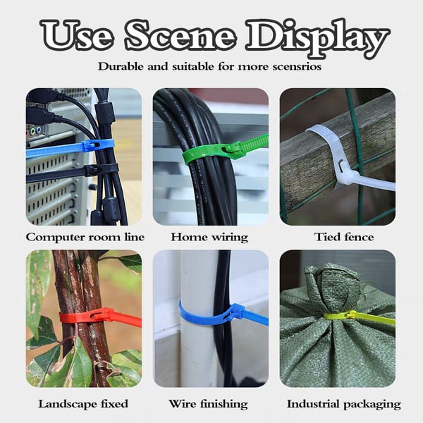 Reusable Nylon Cable Ties with Self-Locking Mechanism (100 Count)