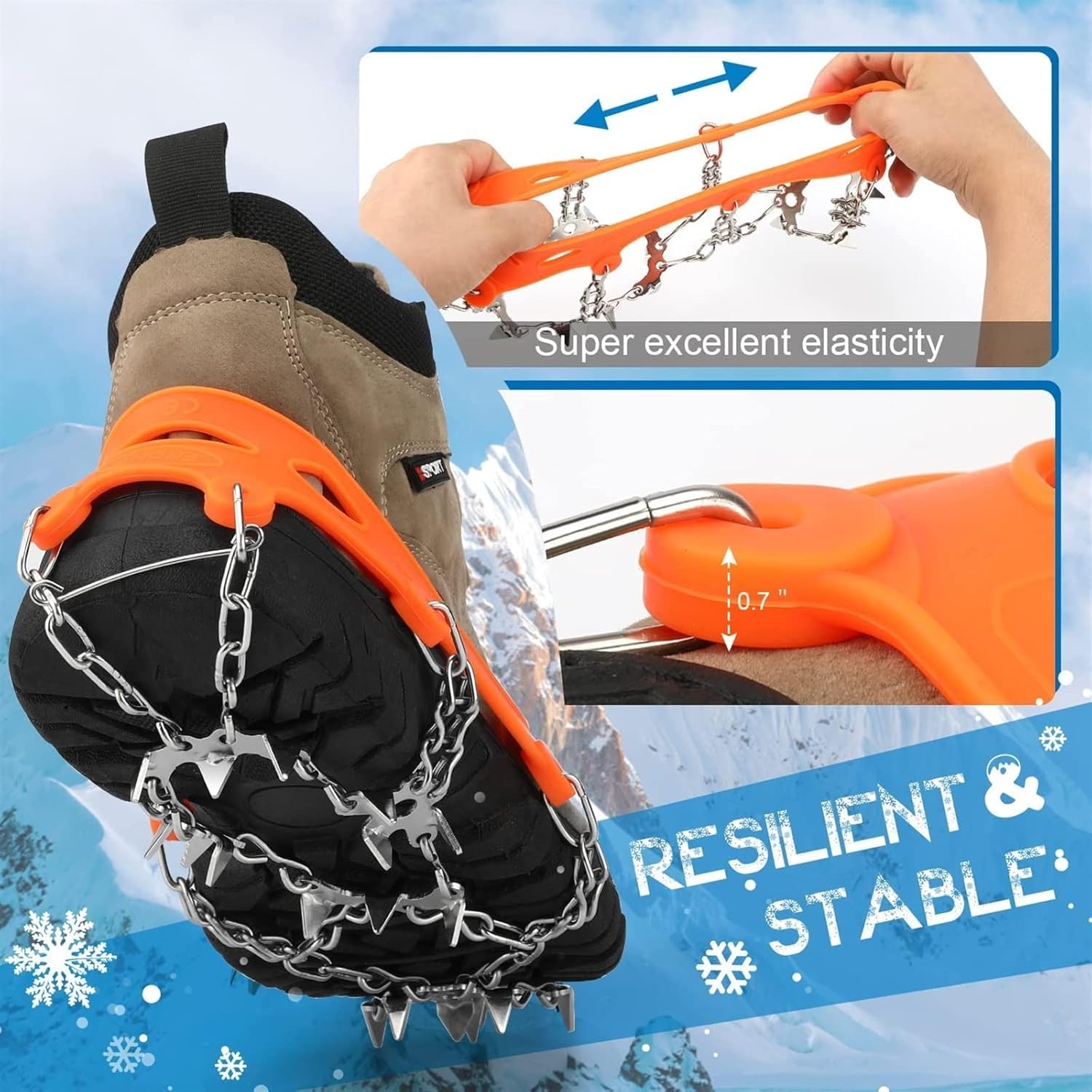 Griffige Winterspikes für sicheren Halt auf Eis und Schnee