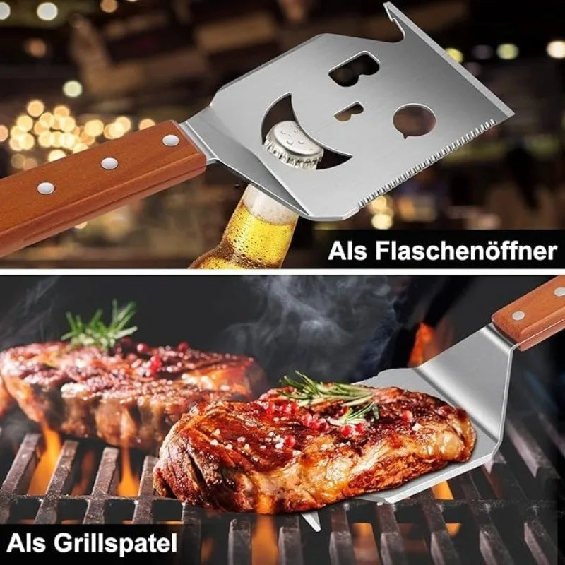 GrillKünstler 7-in-1 Multifunktionaler Grillhelfer aus Edelstahl