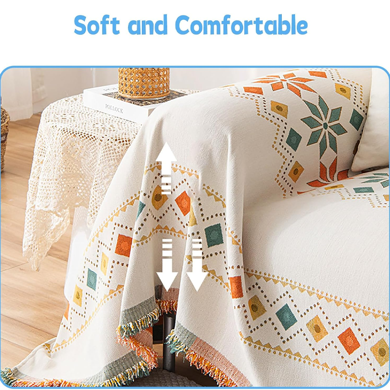 Reversible Sofa Throw with Fringes – Stylish and Cozy