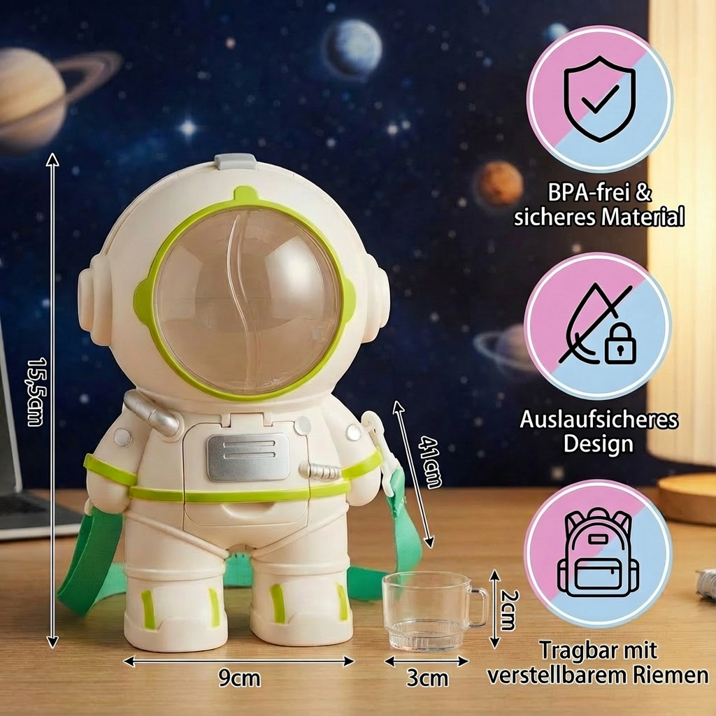 Astronaut-themed water bottle for children