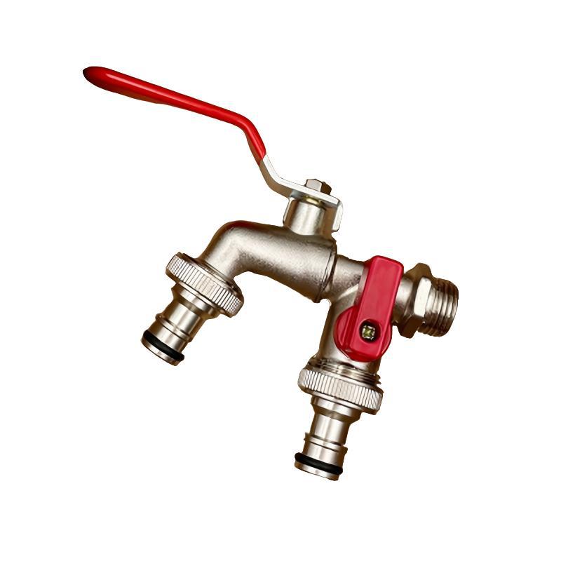 Double stainless steel faucet with two outlets