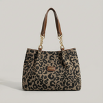 Elegant leopard print pouches with gold chain