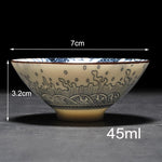 4-piece Blue and White Porcelain Teacup Set