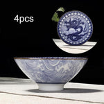 4-piece Blue and White Porcelain Teacup Set