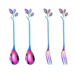 4-piece set creative branch leaves spoon fork stirring spoon tableware