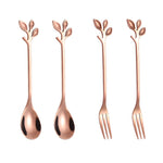 4-piece set creative branch leaves spoon fork stirring spoon tableware
