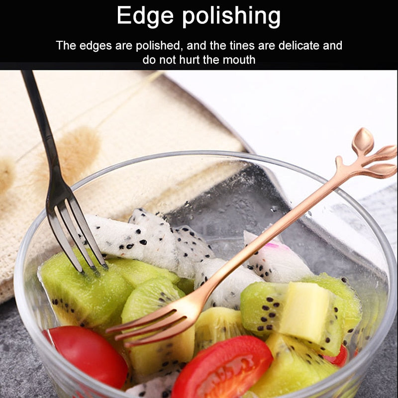 4-piece set creative branch leaves spoon fork stirring spoon tableware
