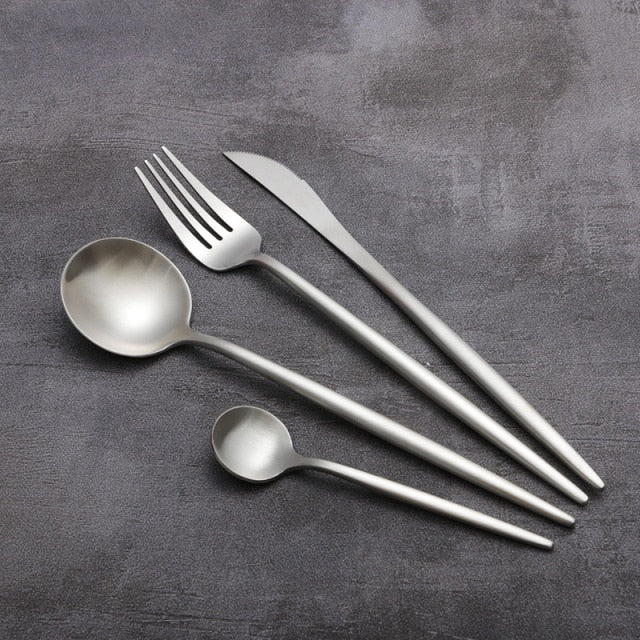 4-teiliges Set bunter Küchenbestecke für Restaurants aus Edelstahl