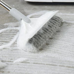 2-in-1 Floor Cleaning Brush with Window Squeegee, 120-Degree Swivel Long Handle