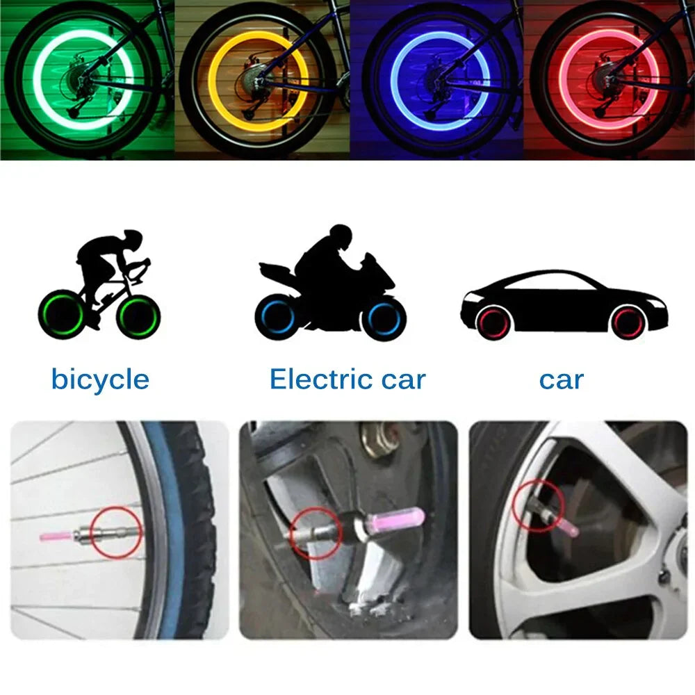 2 Stück Auto Rad LED Licht, Motorrad Reifen Ventilkappe