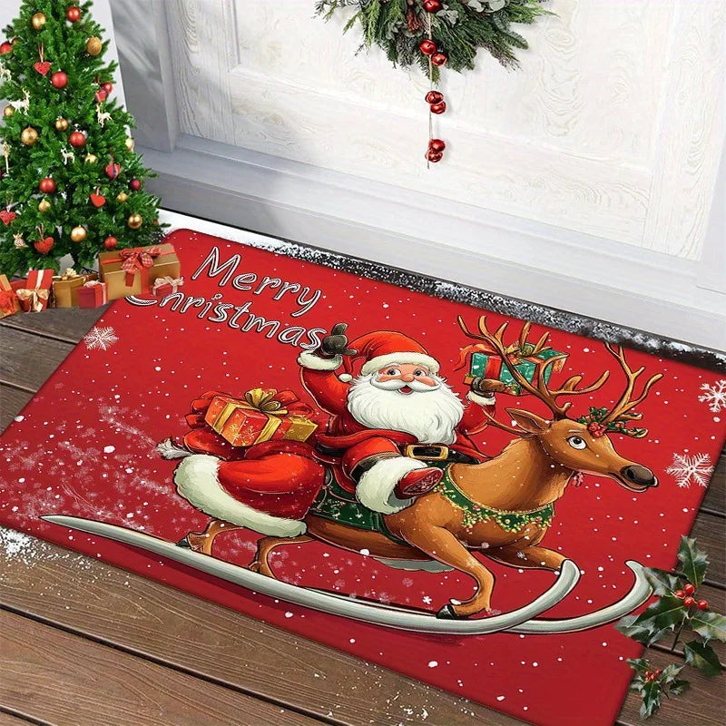 Festliche Fußmatte für Weihnachten | Lebkuchen & Santa Design | Rutschfest & Waschbar