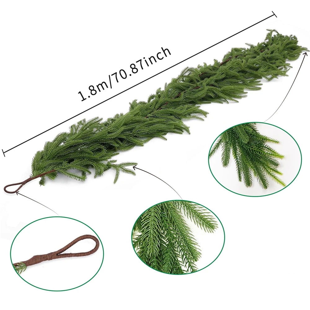 Festliche Weihnachtsgirlande 180 cm | Künstliche Tannendekoration für Ihr Zuhause