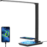 Elegante LED-Schreibtischlampe mit kabellosem Ladegerät und USB-Anschluss