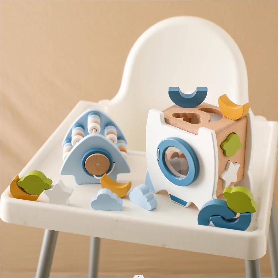 Interactive Wooden Toy - Rocket Set for Space Adventures