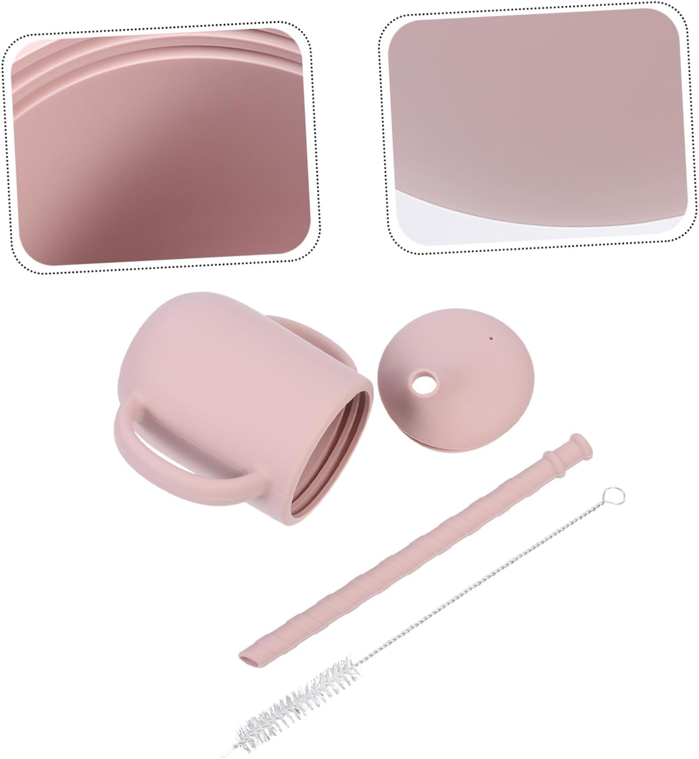 Leak-proof silicone cup with handles and straw for babies