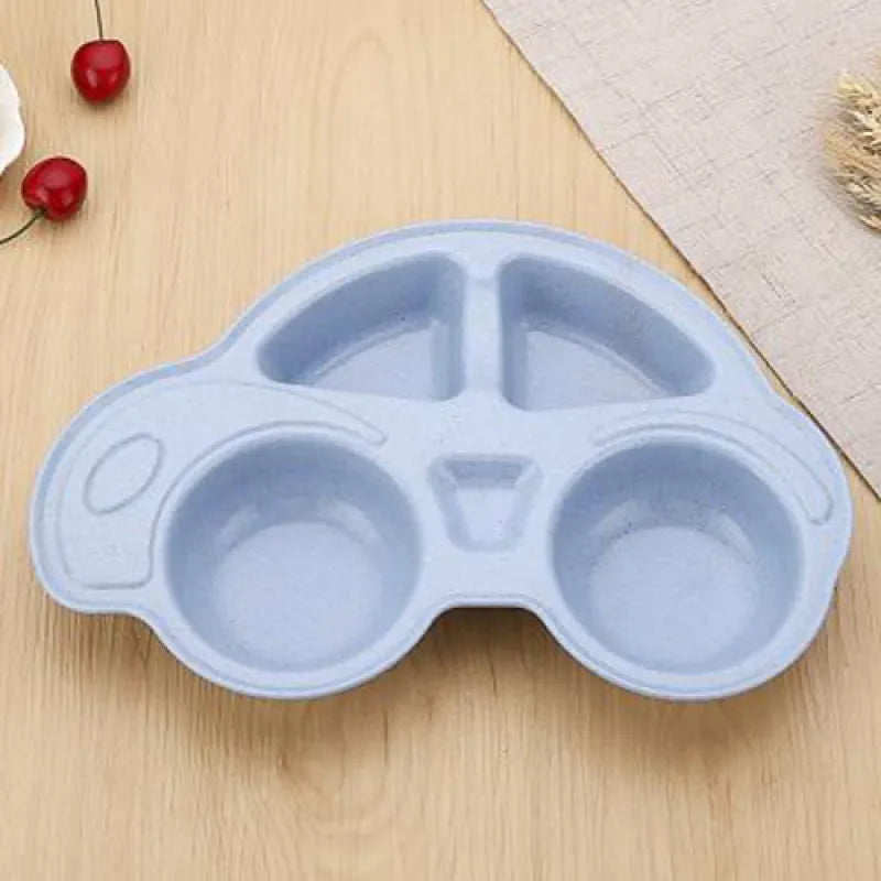 Wheat Straw Baby Plate with Car Design – Divided Kids' Plate