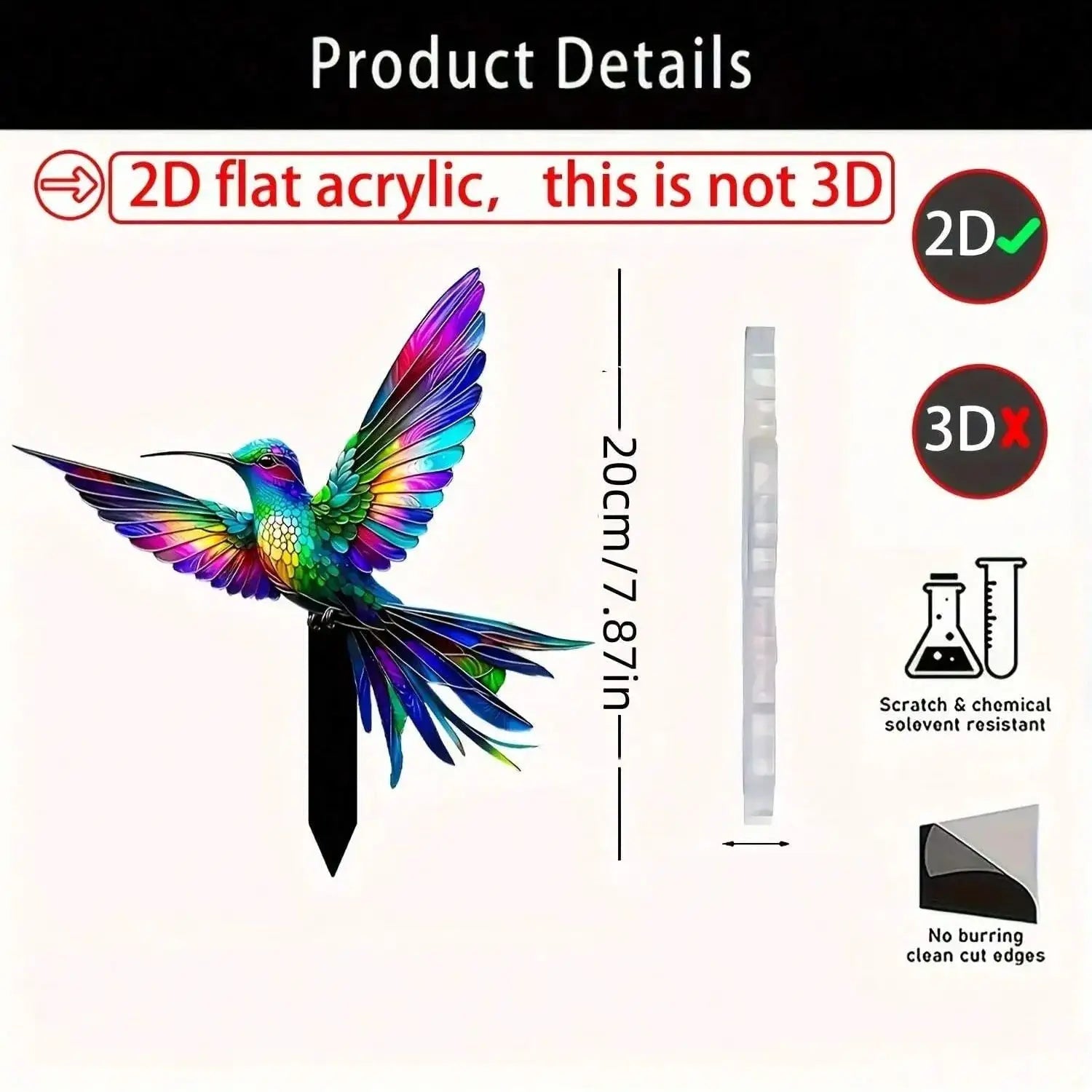 Farbenfroher Kolibri Gartenstecker | Dekorative Außenlampe