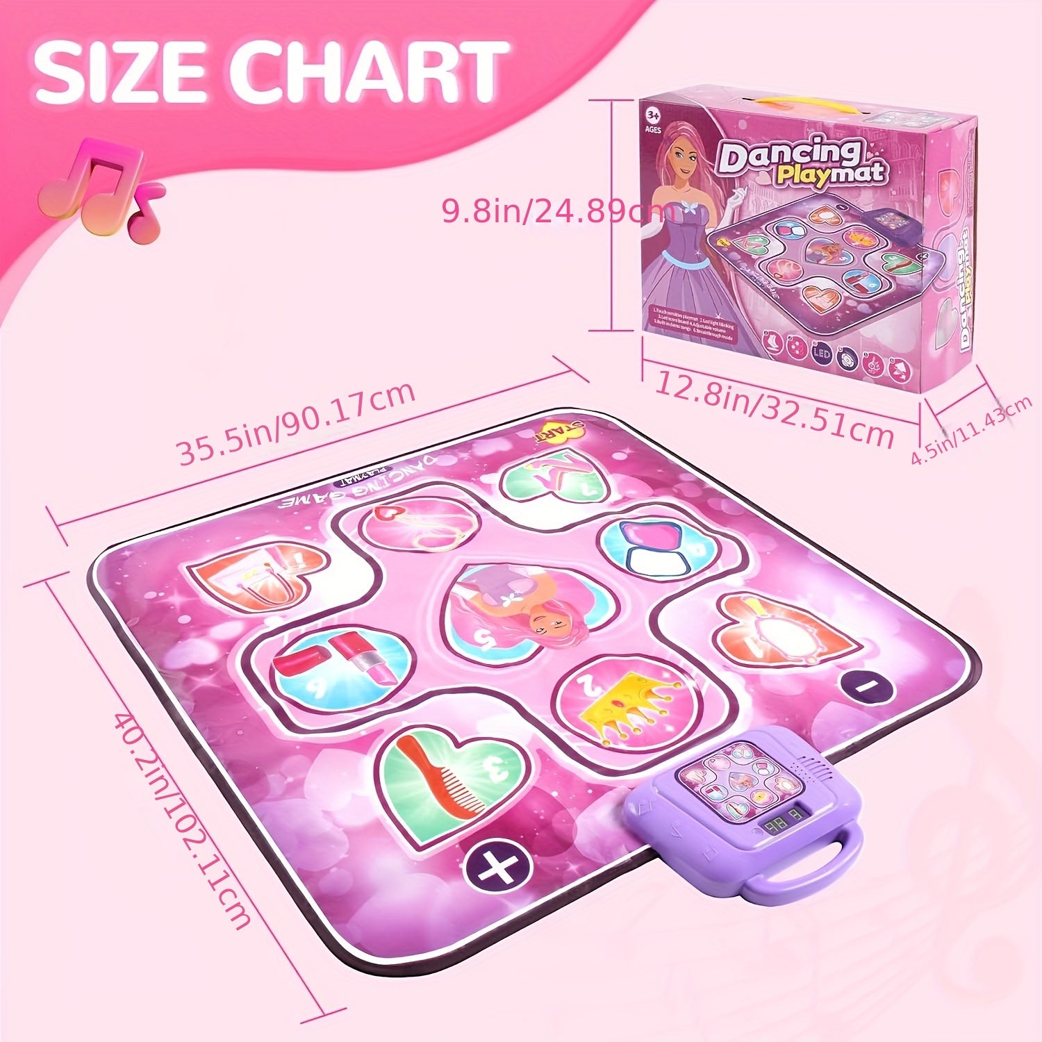 Pink Dance Mat for Kids with Point System and Rhythmic Game – No TV