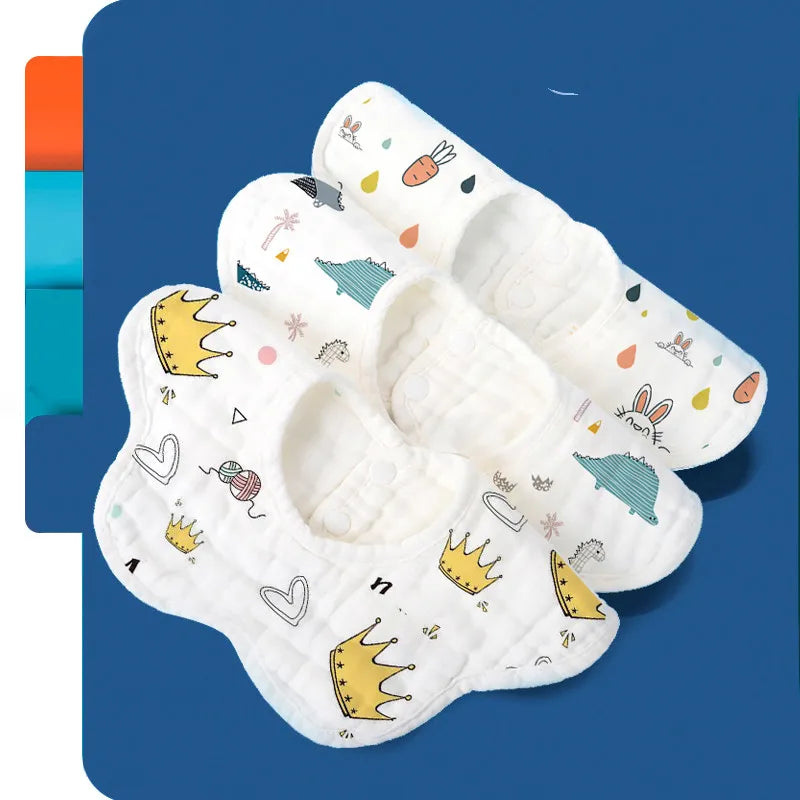 Muslin Baby Bibs - Gentle Burp Cloths with Cute Designs