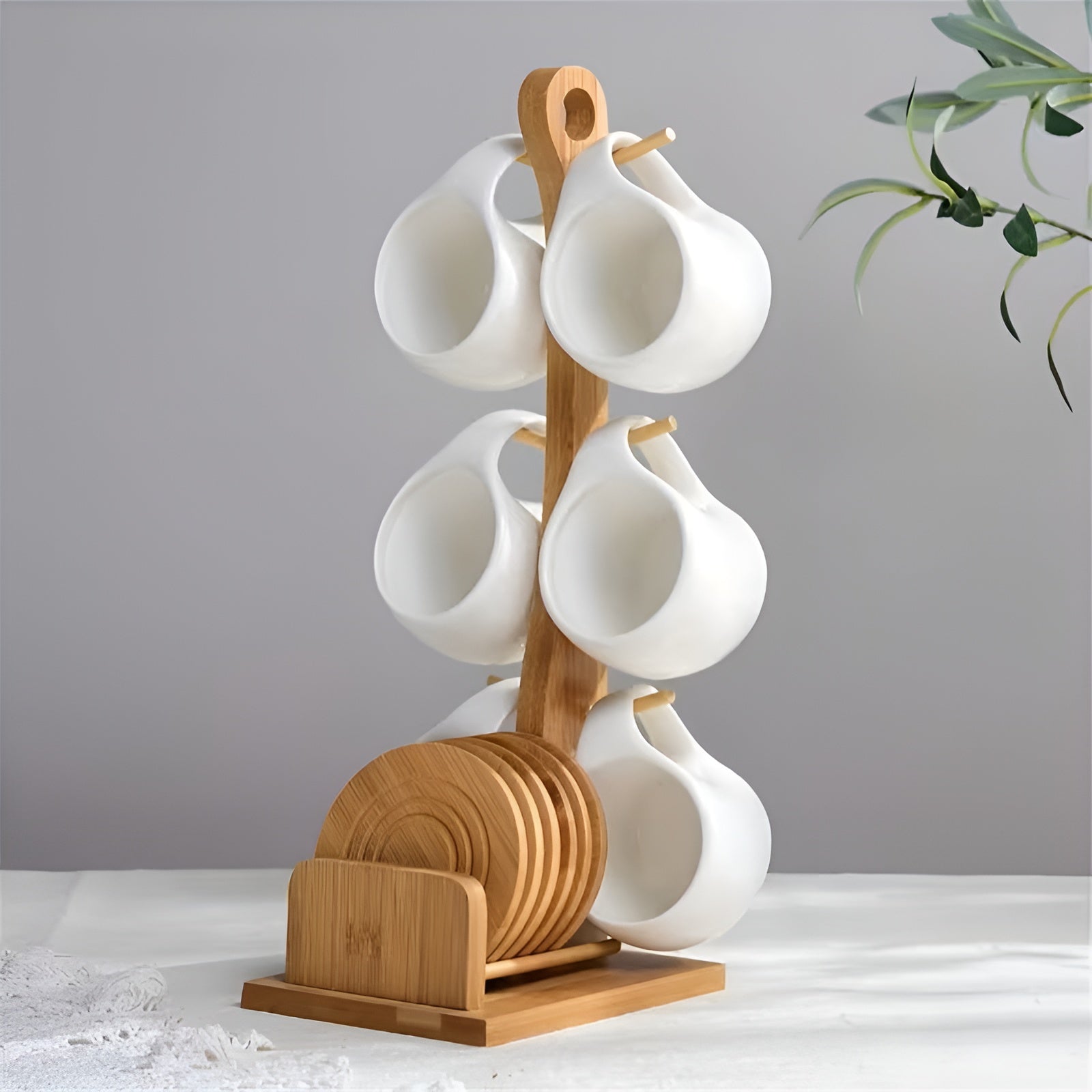 Ceramic Coffee Cup Set with Saucer and Stand – Decorative for Home and Cafe