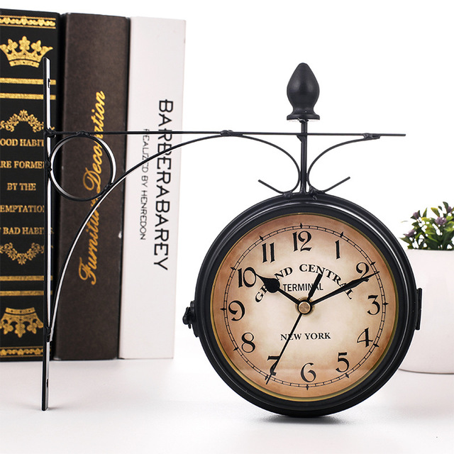 Two-Sided Vintage Wall Clock - Stylish Timepiece for Your Home