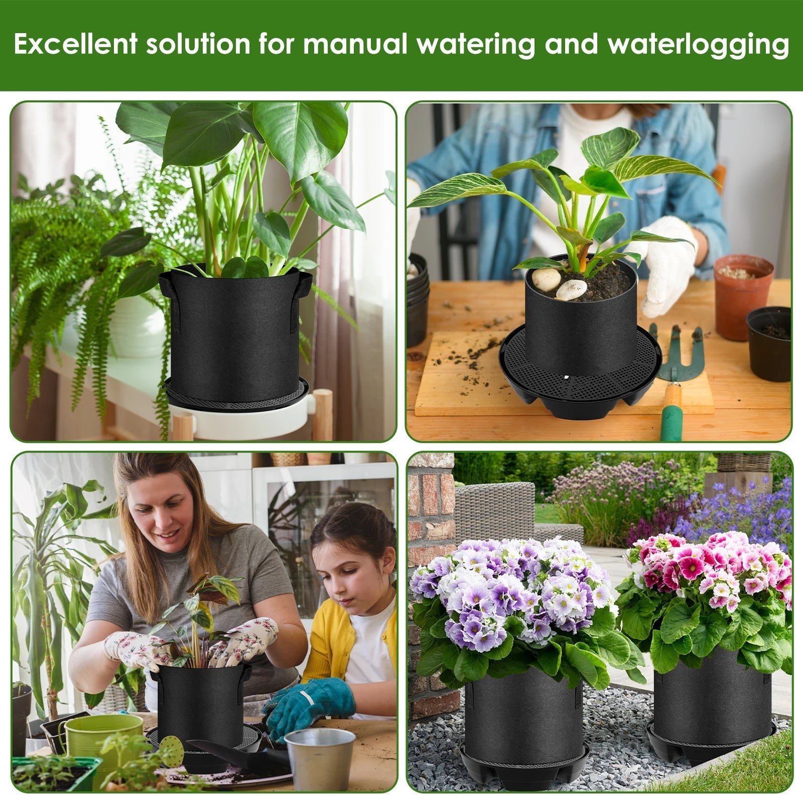 Selbstbewässernde Pflanzenuntersetzer mit 2,8 L Wasserreservoir | 4er-Pack