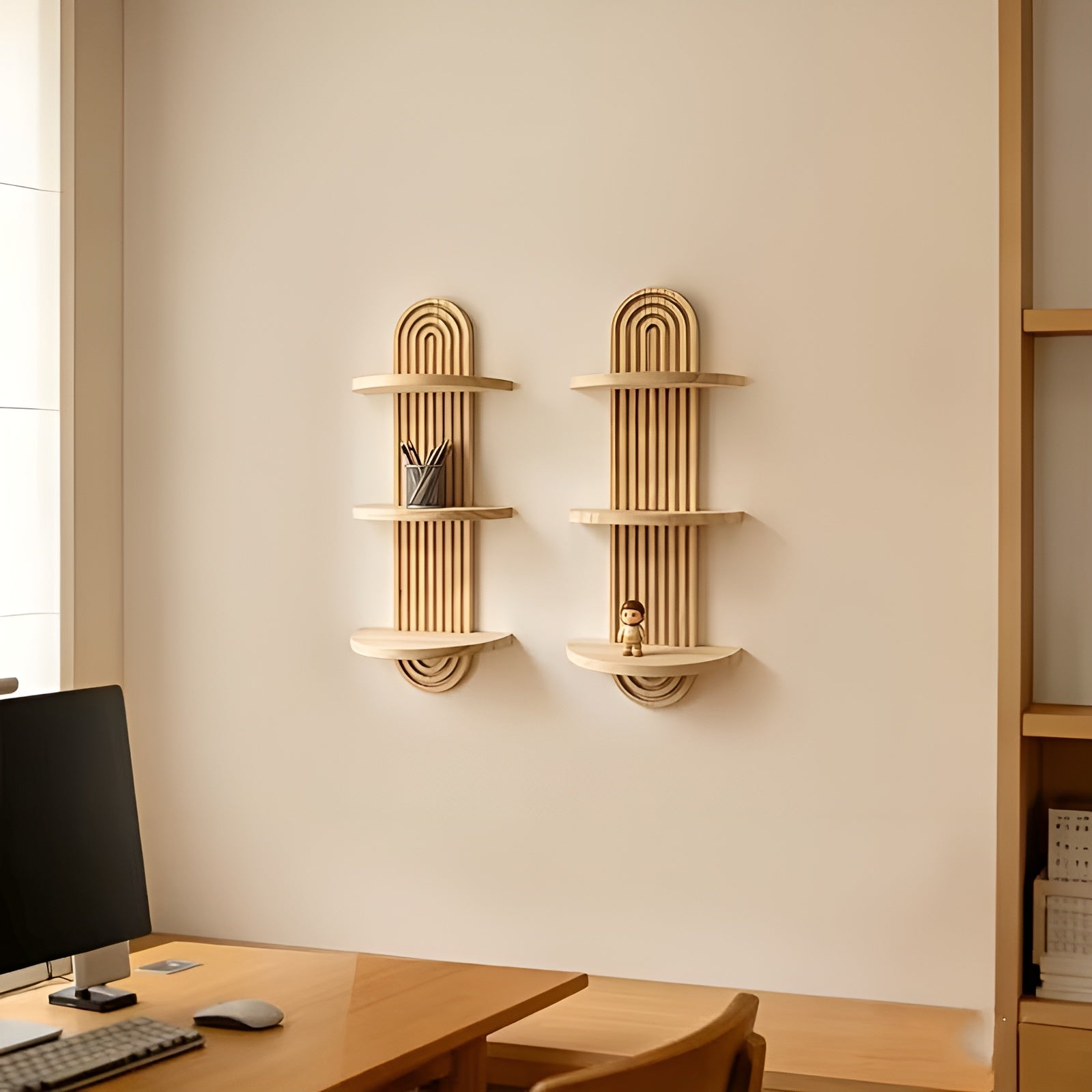 Multi-tier Wall Shelf Made of Natural Wood – Stylish and Practical
