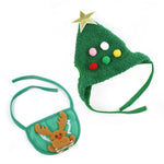 Pet Christmas hat with fluff and gold trim