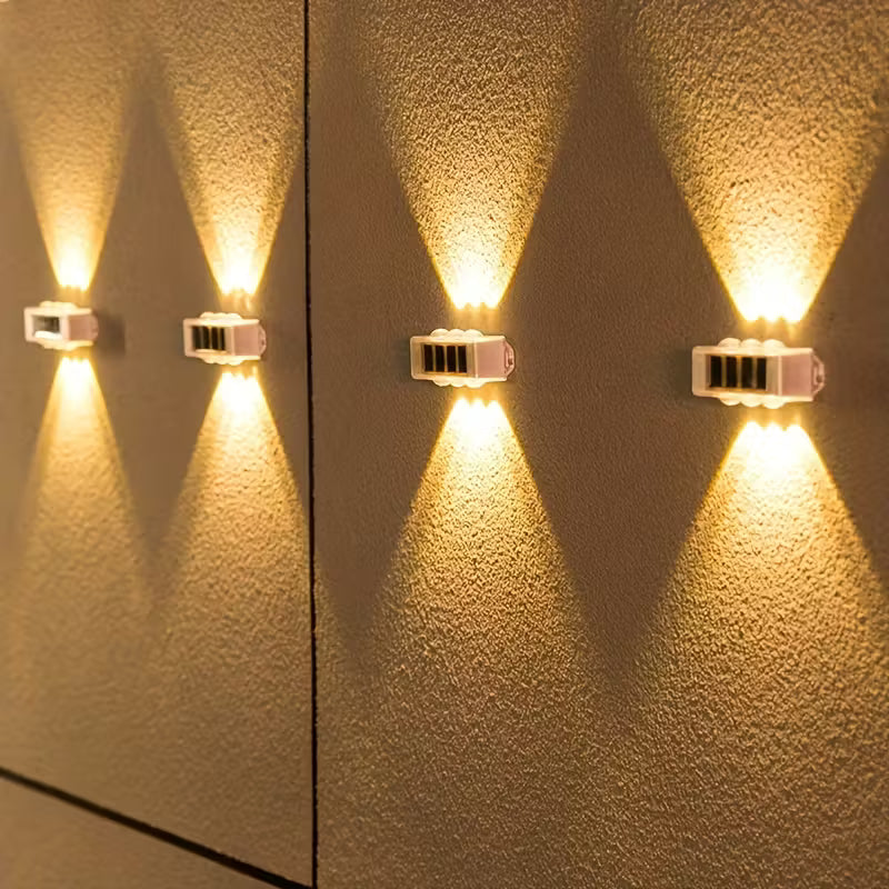 Solar-Powered Outdoor Wall Lights – Warm White LED Light for Garden and Patio (Set of 4)