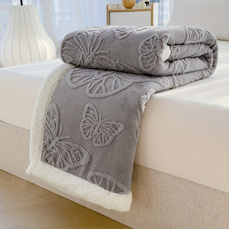 Wohlfühl-Decke aus Fleece mit feinem Schmetterlingsmotiv – Weich, Warm & in Verschiedenen Größen und Farben Erhältlich