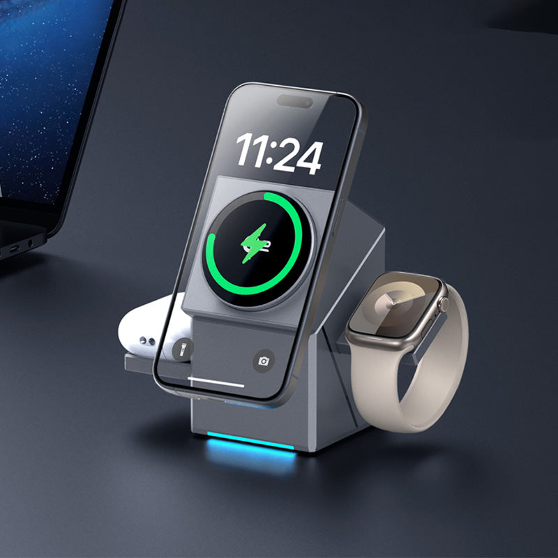 Versatile 3-in-1 Charging Station for Smartphone, Watch, and Headphones
