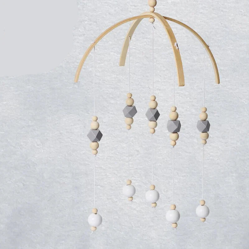 Beechwood baby mobile with stylish wooden beads