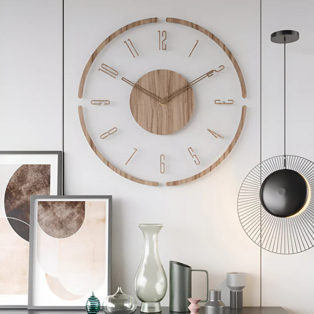 Wanduhr aus Holz mit leiser Mechanik – Modernes Acryl-Design für das Wohnzimmer