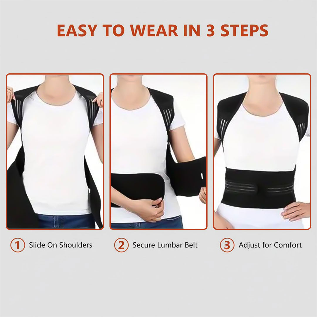 Ergonomic Back Support Belt with Magnetic Field - Adjustable Fit
