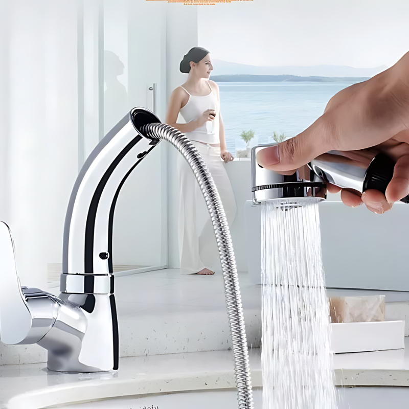 Eleganter Wasserhahn mit flexiblem Auslauf für Ihr Bad