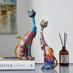 Minimalist Cat Sculptures in a Duo for Modern Decoration