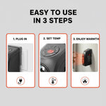 Compact fan heater with ceramic heating technology