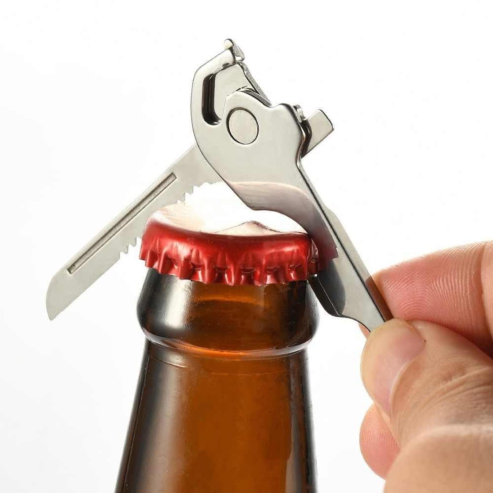 Multifunktionales 6-in-1 Schlüsselanhänger Werkzeug – Faltbares Mini-Tool aus Edelstahl mit Flaschenöffner
