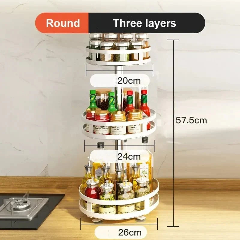 Rotating Kitchen Shelf Organizer for Spices – FlexiStore