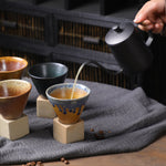 Large Ceramic Coffee Cup with Tapered Seam Base - Mug and Coaster Set