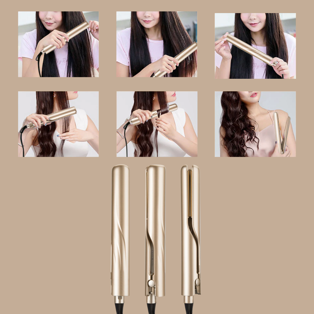 Versatile 2-in-1 curling iron and hair straightener for dream styles